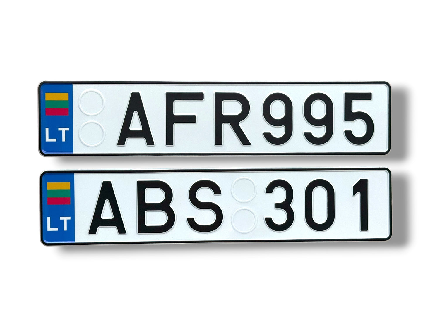 Lithuanian license plates "LT flag + technical imprints"