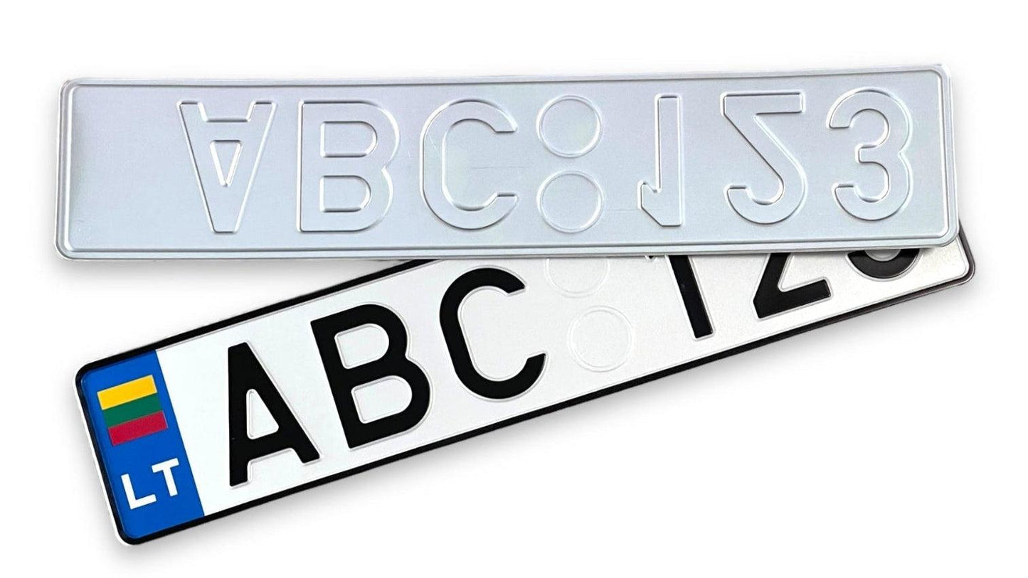 Lietuvos valstybiniai numeriai "LT vėliava + tech. įspaudai"